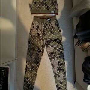 Burberry Beige and Brown Monogram Two-Piece Set